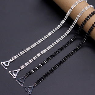 Thin Diamond Double Row Rhinestone Invisible Shoulder Strap Summer Sexy Bra Strap Metal Collar Beautiful Back Underwear Bra Strap for Women