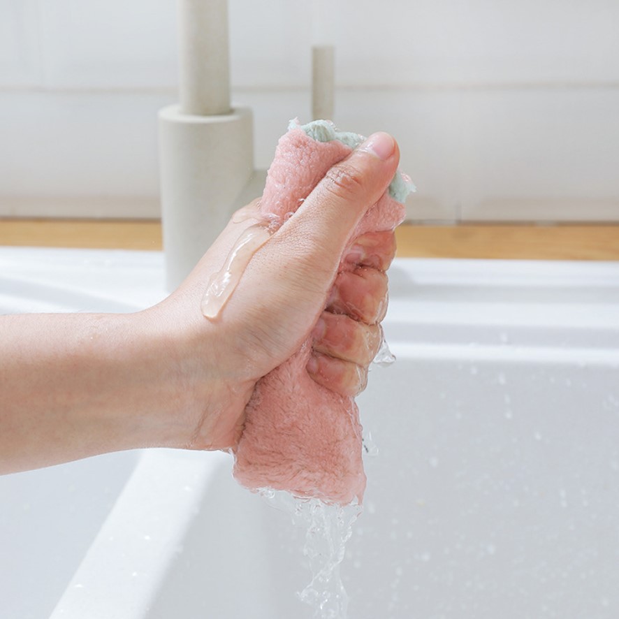 Dish cloth double-sided two-color pan dish towel kitchen oil-free lint-free optional color cloth thickened scouring pad