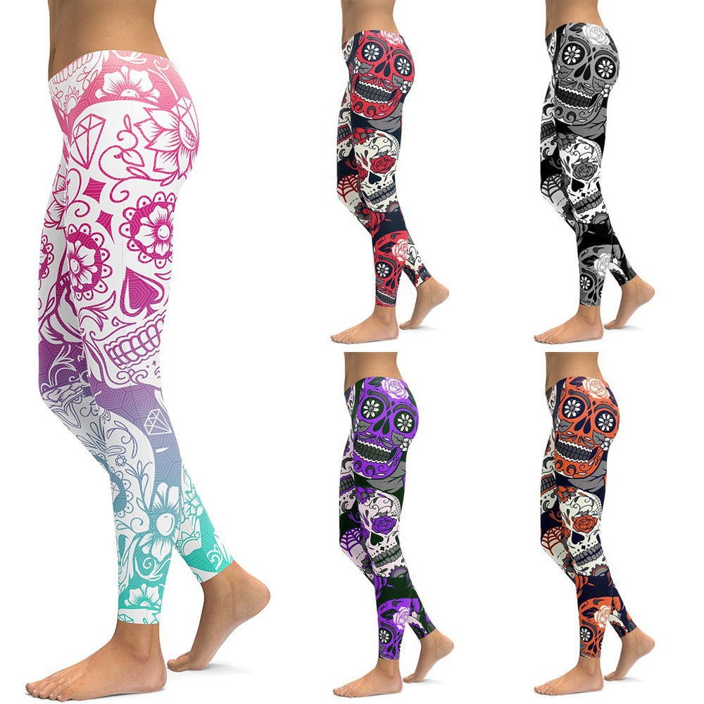 Cross-border European and American hip lifting sexy women's cropped pants one-piece pants tight leggings outer wear picture printing