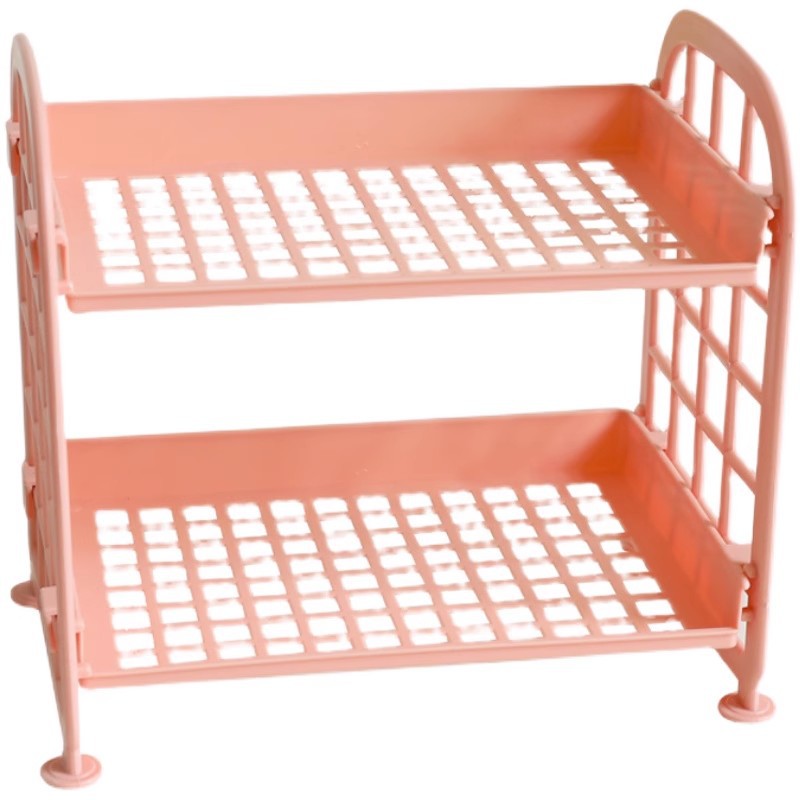 Wholesale creative two-layer hollow plastic shelf desktop kitchen finishing rack bathroom double-layer cosmetics storage rack