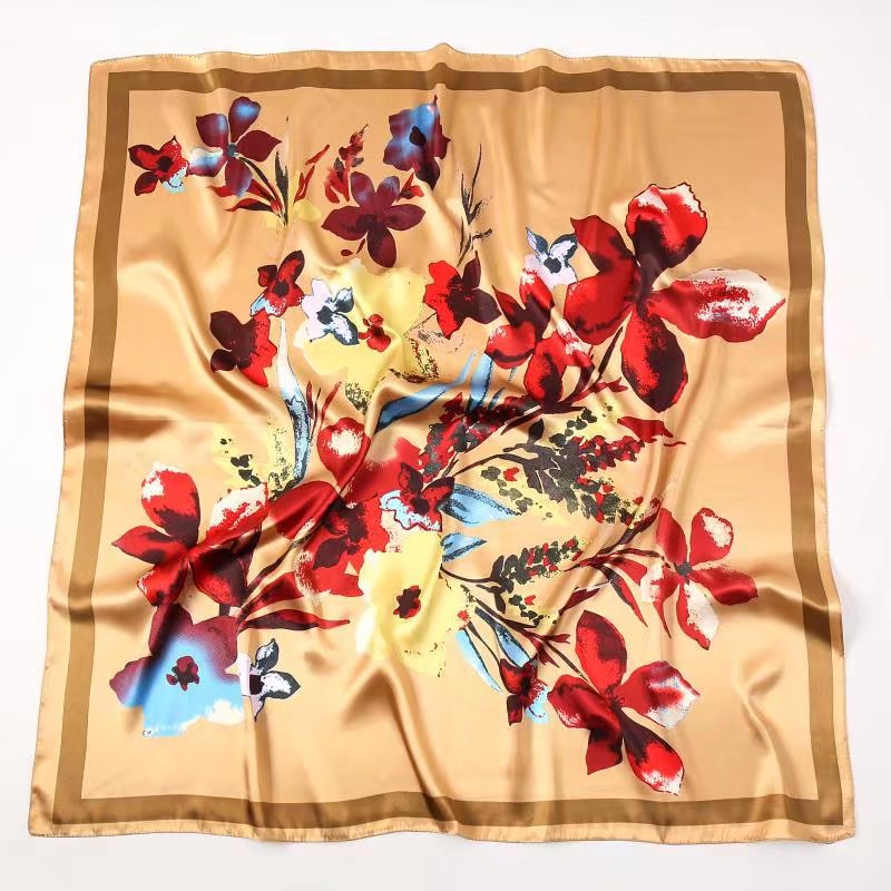 Cross-border new satin imitation silk printed fabric 60*60 small square scarf spring, summer, autumn and winter all-match Fashion Scarf