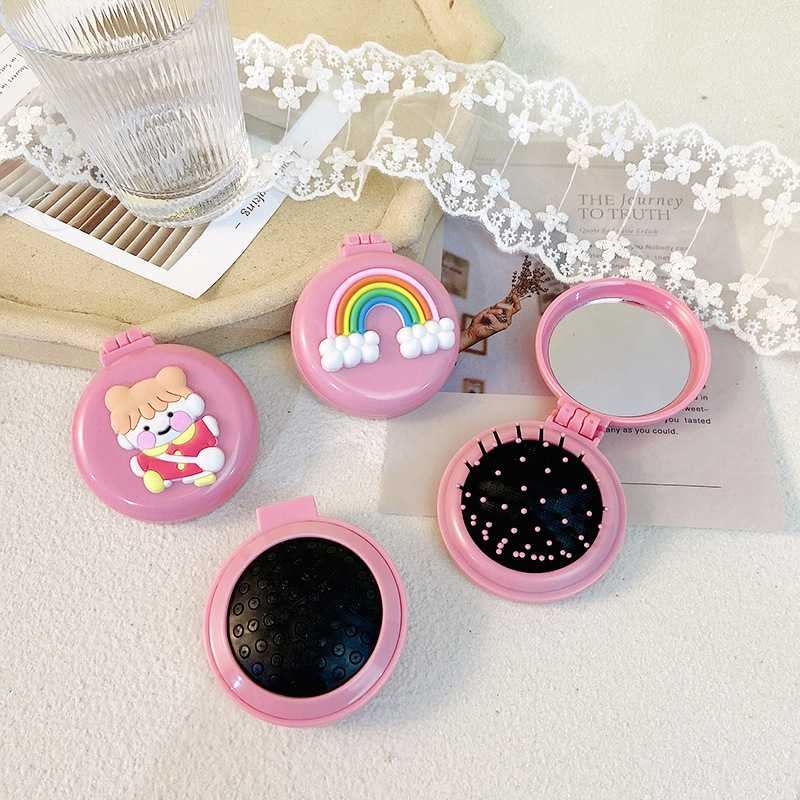 Cute Girl Heart Air Cushion Comb Massage Hair Comb Not Break Hair Student Portable Makeup Mirror Folding Airbag Comb