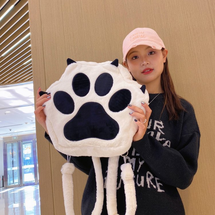 Popular Cat Claw backpack plush crossbody y2g cute all-match Japanese single shoulder girl cartoon cute backpack