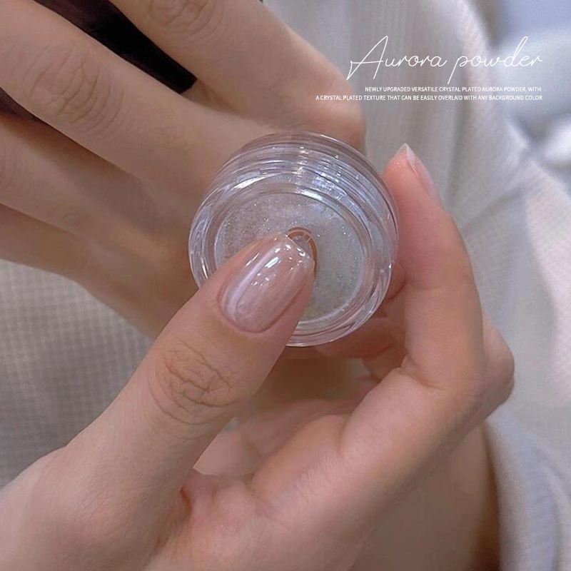Nail Art Highlight Electroplated Color Aurora Powder Mirror Super Bright Crystal Powder Magic Mirror Fairy Powder Nail Decoration Special for Nail Art