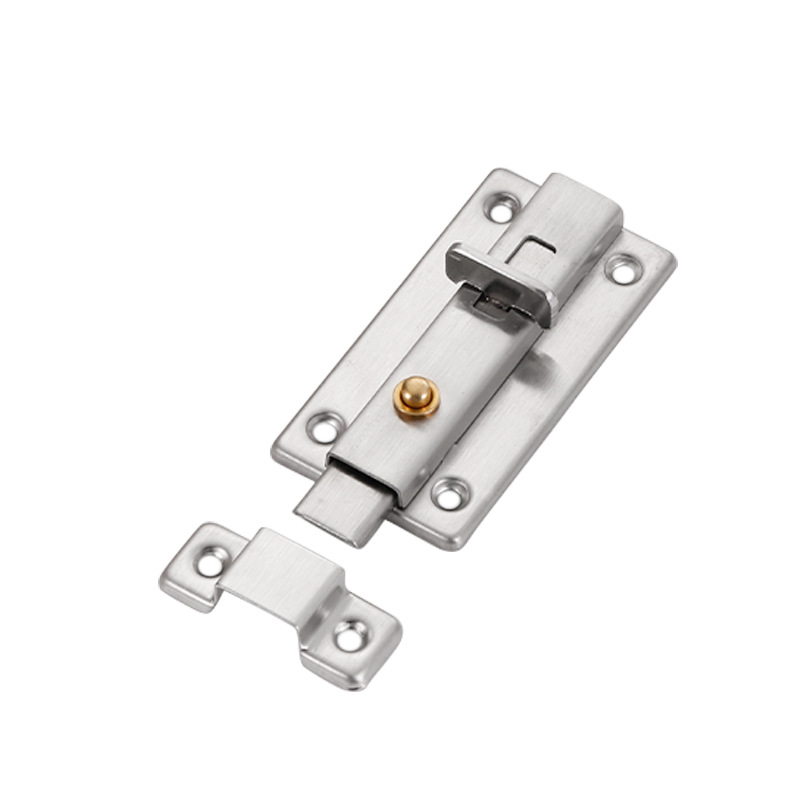 Stainless steel spring latch door bolt manual button thickened lock wooden door public toilet fitting room latch