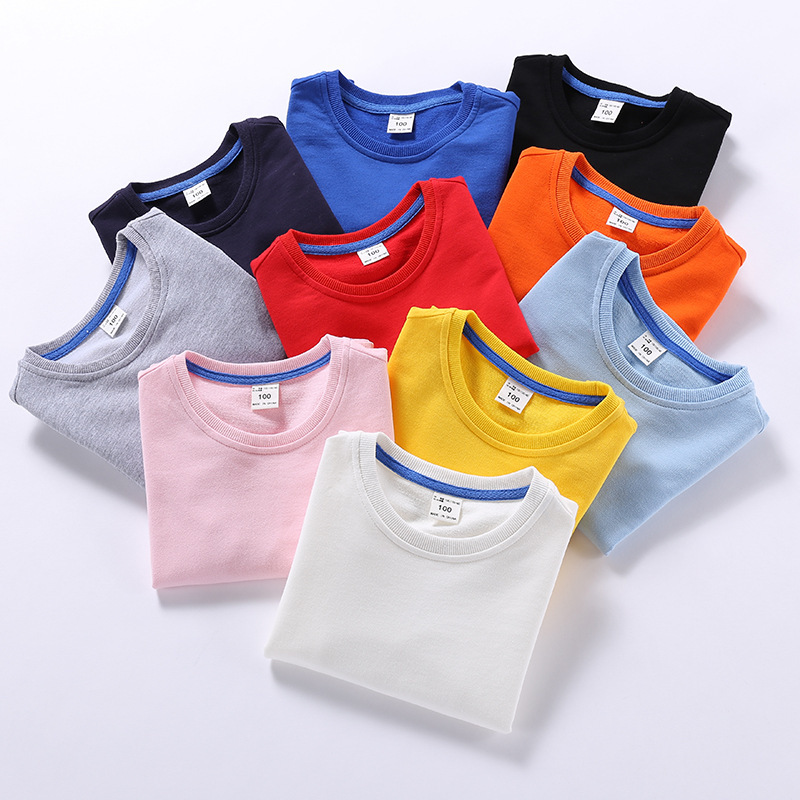 Children's Swedie New Children's Clothing Spring Solid Color Boys Korean Round Neck Children's Top Girls' Fashionable Long Sleeve Spring Clothes