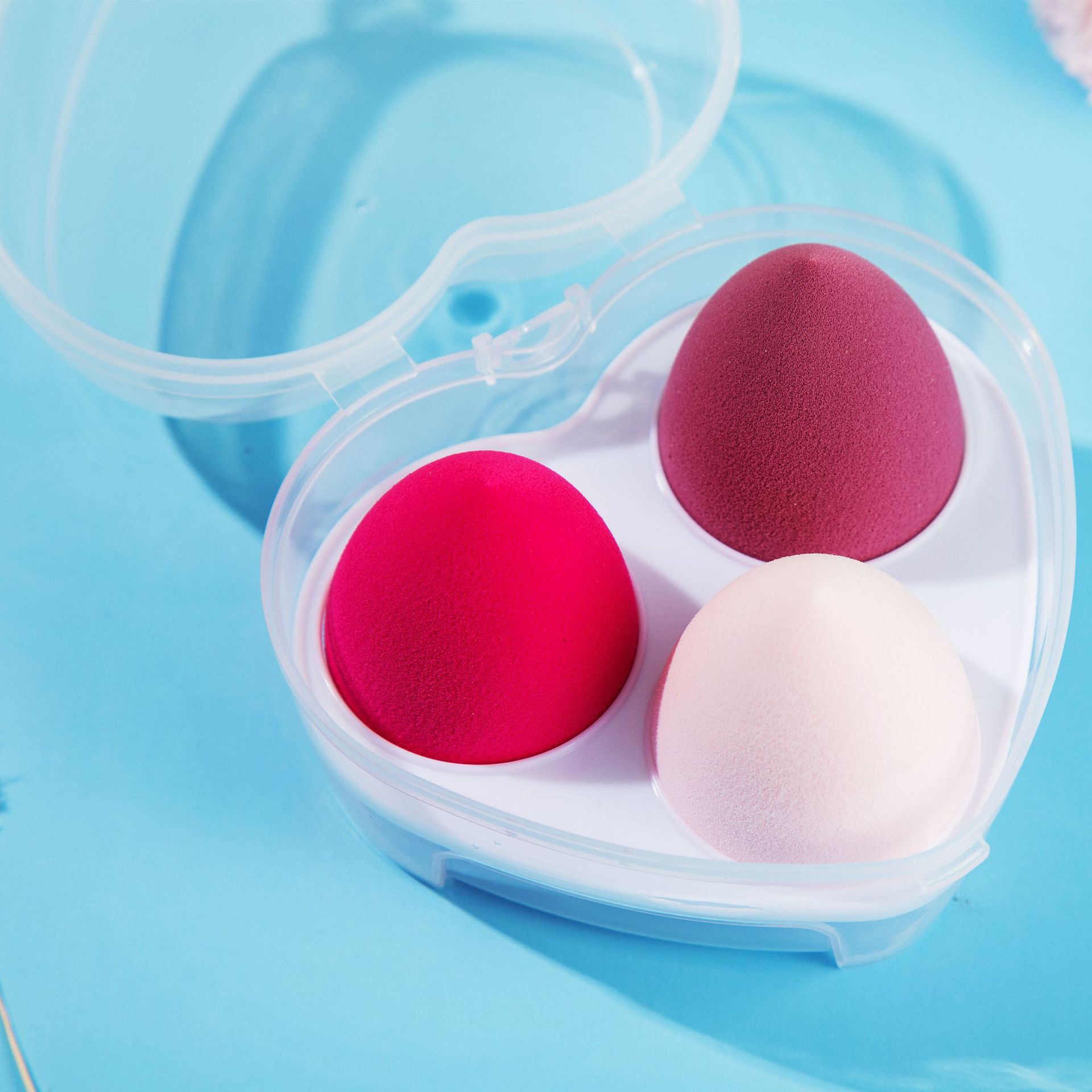 Love Shape Beauty Makeup Egg Three Pack Box Beauty Makeup Egg Enlarges in Water Makeup Egg Soft Gourd Powder Puff Sponge