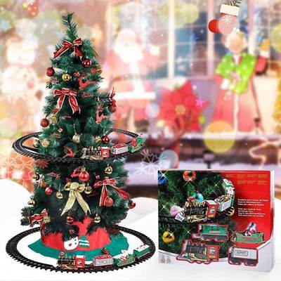 Foreign trade Electric Christmas train electric sound and light hanging Christmas tree Christmas rail car Christmas gift toys