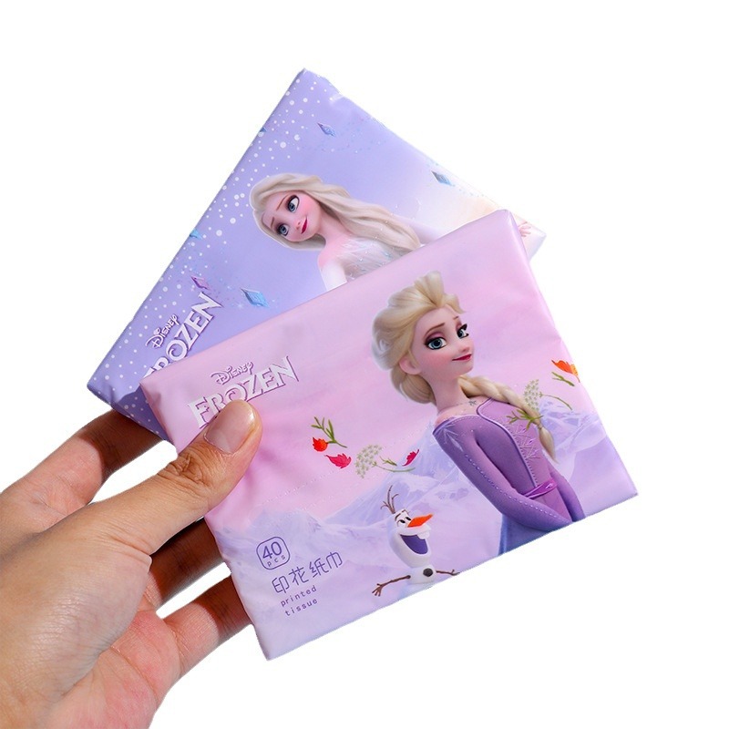 Frozen layer handkerchief tissue 40 drawers portable three-layer Mickey printed napkin car wholesale
