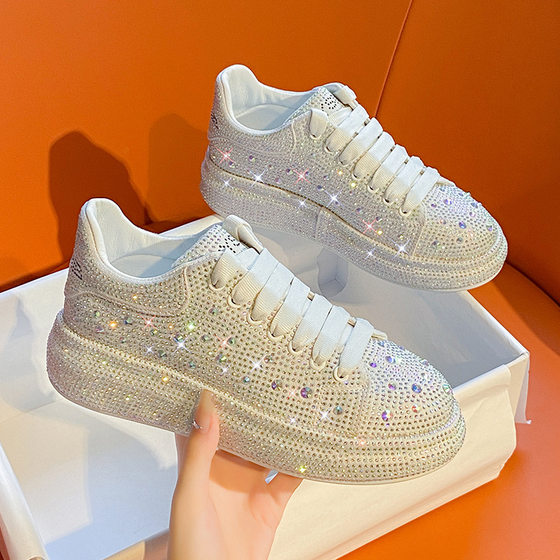 European goods full Diamond women's fashion 2023 Summer ultra-fiber breathable sports casual skate shoes fashion all-Match platform women's shoes