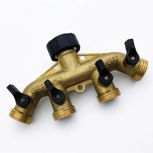 Garden four-way brass ball valve American 3/4 ball valve garden hose dispenser faucet 4-way water separator