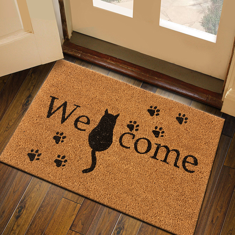 Amazon Cartoon Imitation Coconut Brown Style Floor Mat Christmas Decoration Entrance Door Mat welcome Rubbing Soil Mat