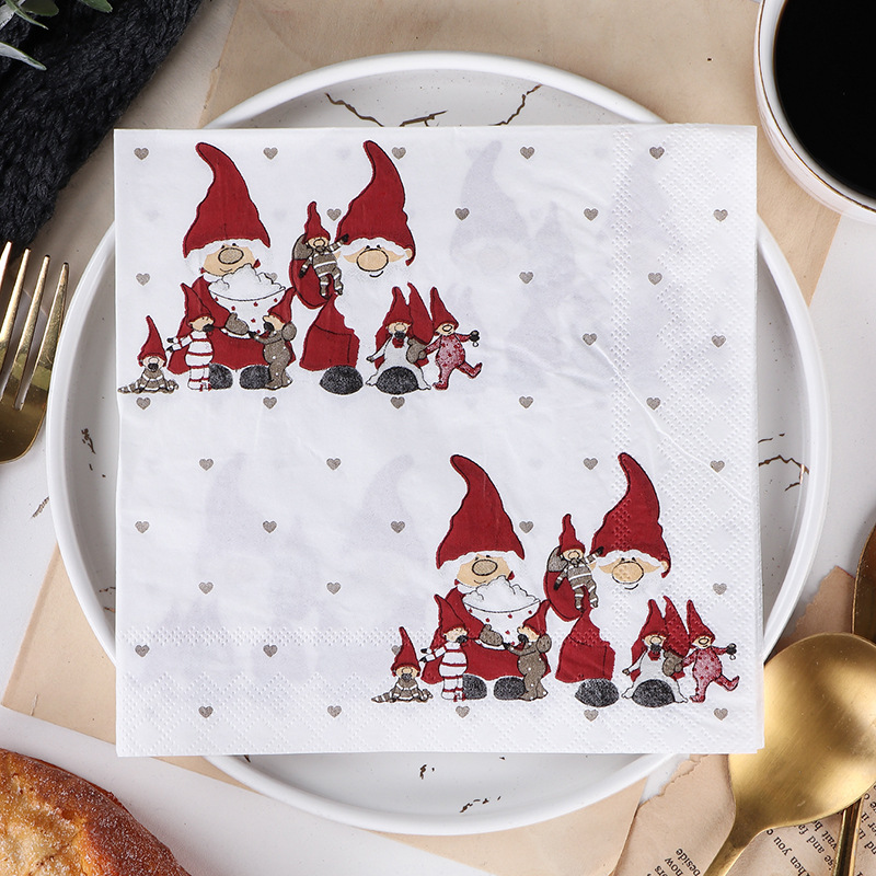 Christmas Snowman factory in stock flower napkin tissue Western restaurant baking workshop applicable facial tissue wholesale