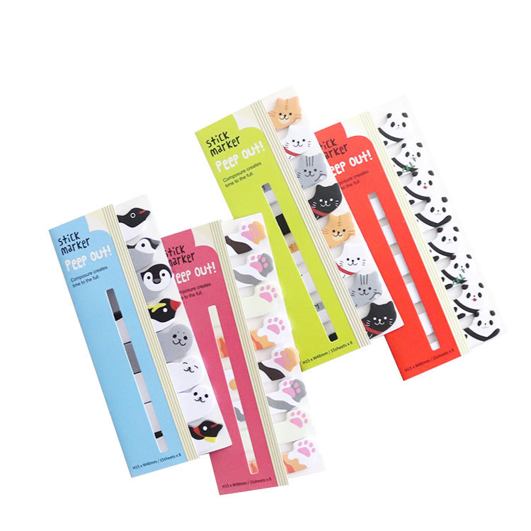 0821 Cute Japanese and Korean Stationery Row Sitting Animal Bookmarks Post-it Notes Message N Post-it Notes
