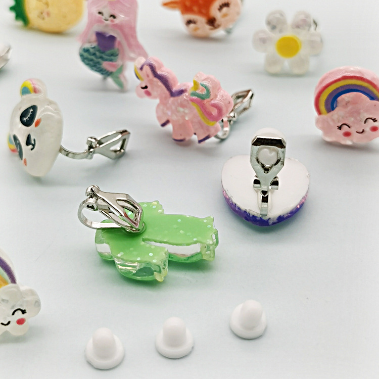 Cross-border New Cartoon Children's Ear Clip Earrings Cute Unicorn Mermaid Ear Clip Girls' Ear Accessories