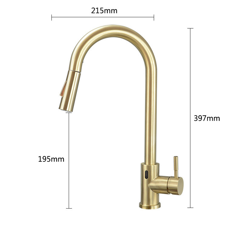 Intelligent induction kitchen faucet stainless steel extraction kitchen faucet double outlet hot and cold sink faucet