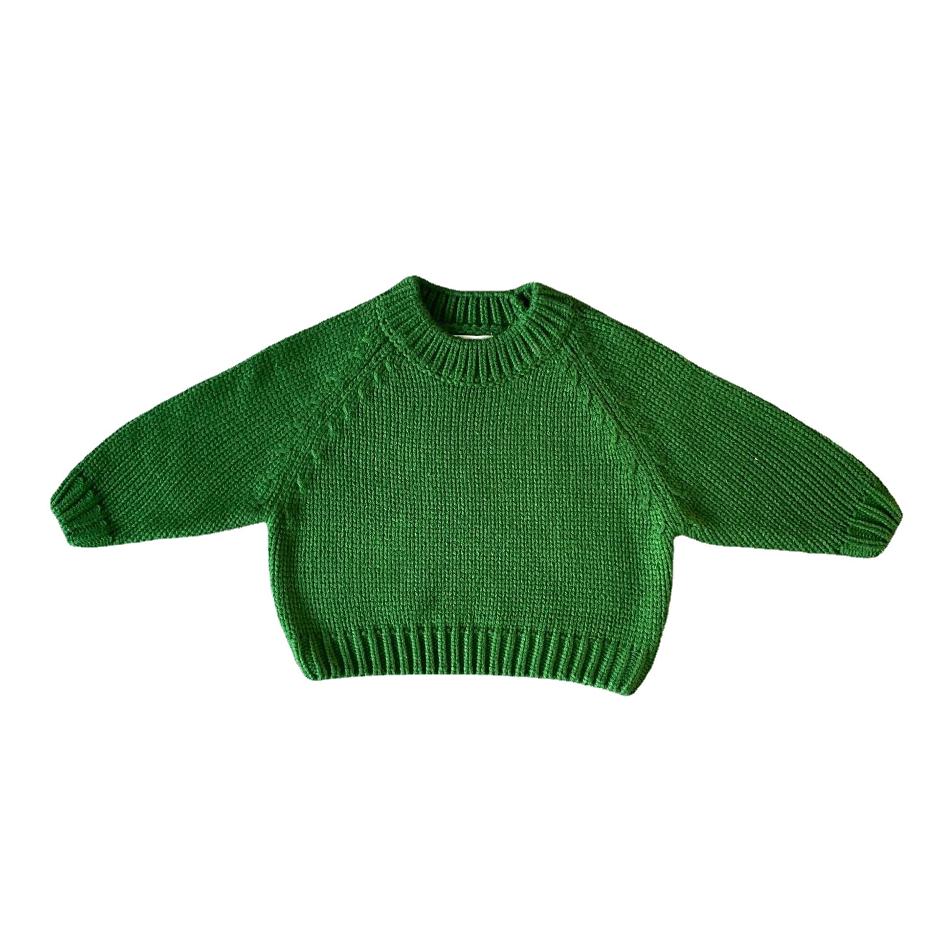 Autumn and Winter Korean Children's Wear Long-sleeved Thickened Green Thick Knitted Base Korean Pullover Mori Crewneck Sweater for Girls