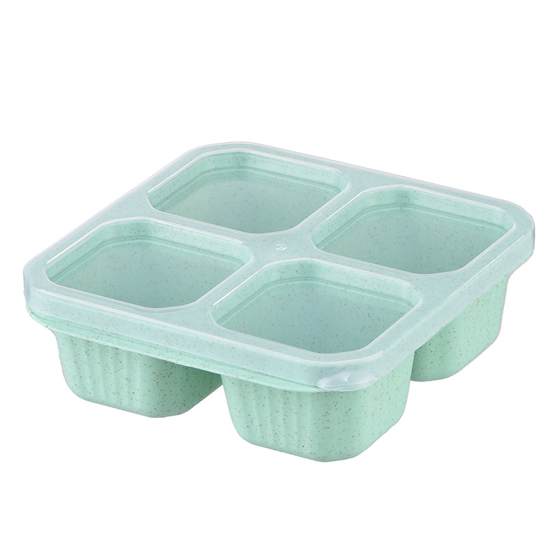 Wheat Food Box Snack Box Four-compartment Transparent Cover Snack Plate Dried Fruit Box Cooking Tea Box Fresh-keeping Snack Dish