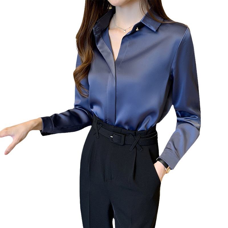 2022 Spring New Chiffon Long-sleeved Shirt Women's Simple Commuting Elegant Basic Shirt Women's Autumn Top