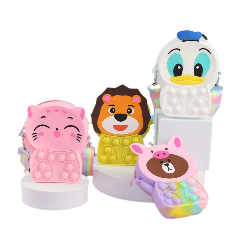 Mouse Killer pioneer children's messenger bag silicone coin purse girl cartoon backpack cosmetic bag soft glue pouch earphone bag
