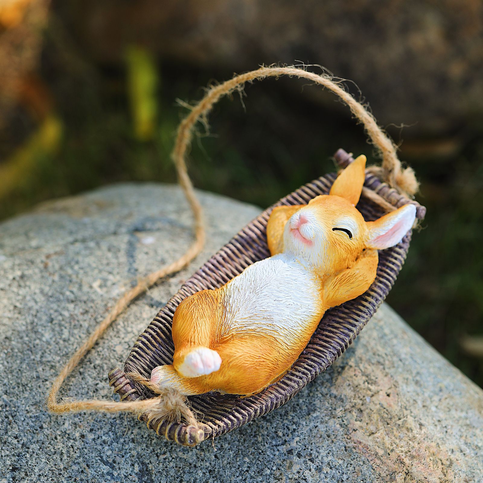 Cross Border Swing Sleeping Rabbit Pendant Cute Animal Garden Statue Outdoor Patio Decoration Easter Gift