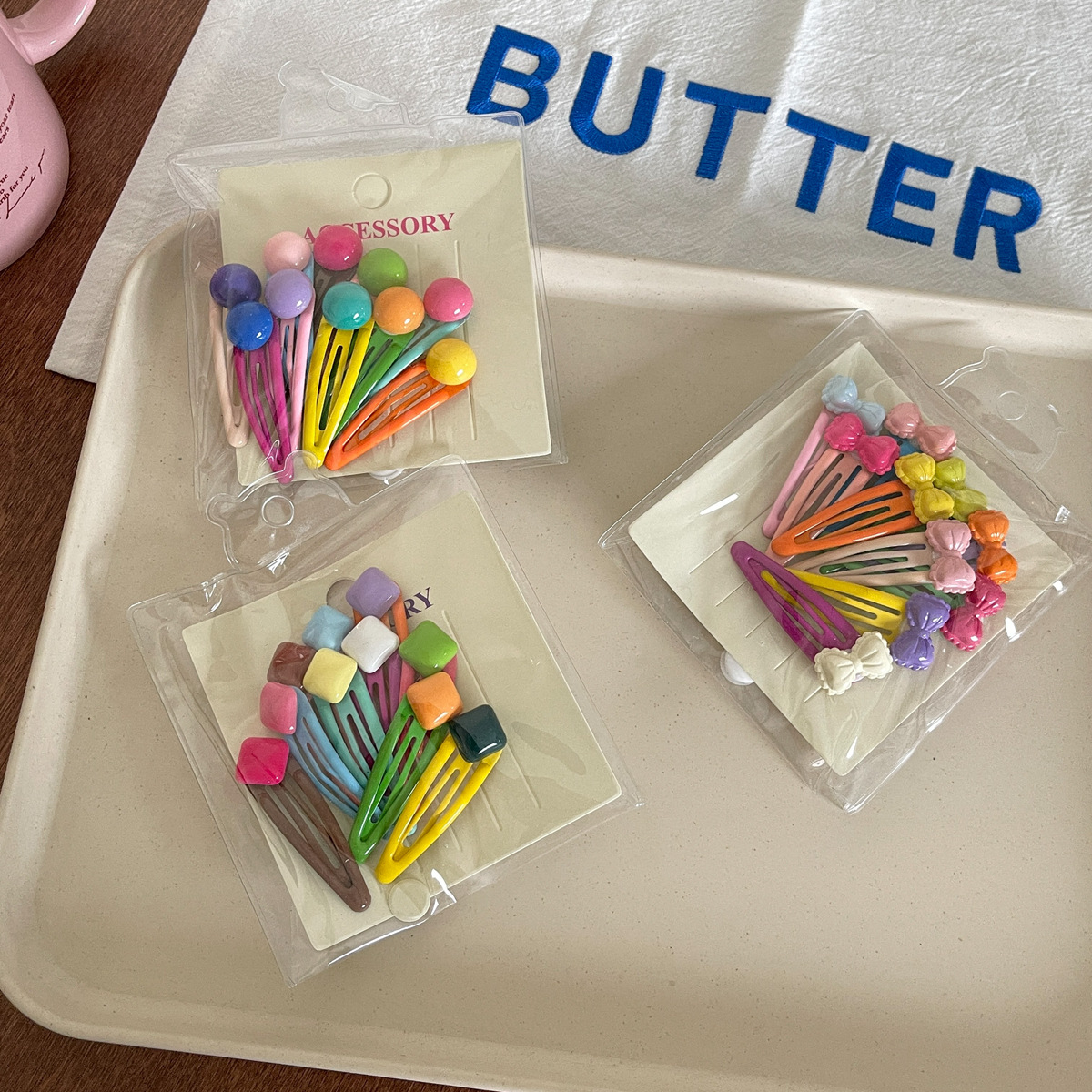 10 Pack Cute Color Bean BB Clip Girl Heart All-match Flower Bow Hairpin Candy Color Hair Accessories_voghion.com