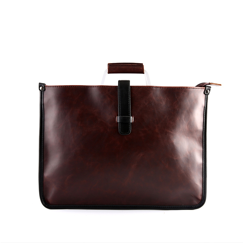 Men's Casual Shoulder Crossbody Trendy Bag Crazy Horse Leather Men's Bag Retro Handbag Classic Simple Atmospheric File Bag