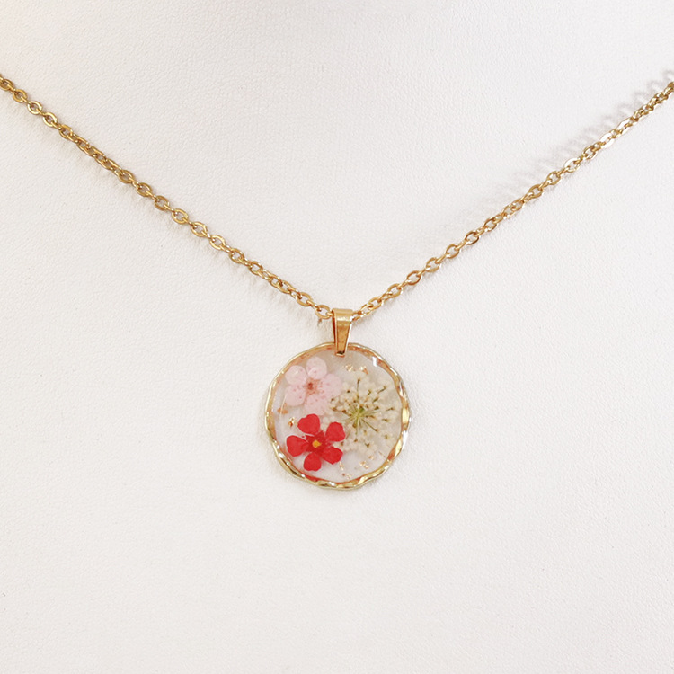 新商品の不規則な丸い花のネックレスの真の花の永遠の花の復古のペンダントのセーターのチェーンの源の工場は卸売りします。|undefined