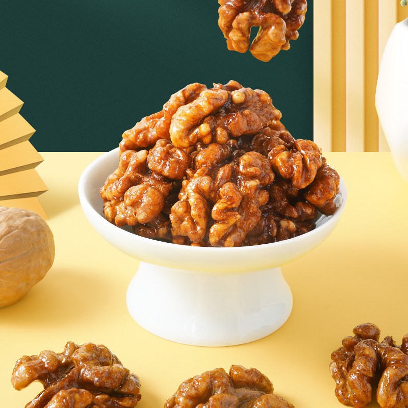 Wholesale Amber walnut kernel 500g Honey Nuts canned dried nuts snacks mountain walnut kernel fresh crispy