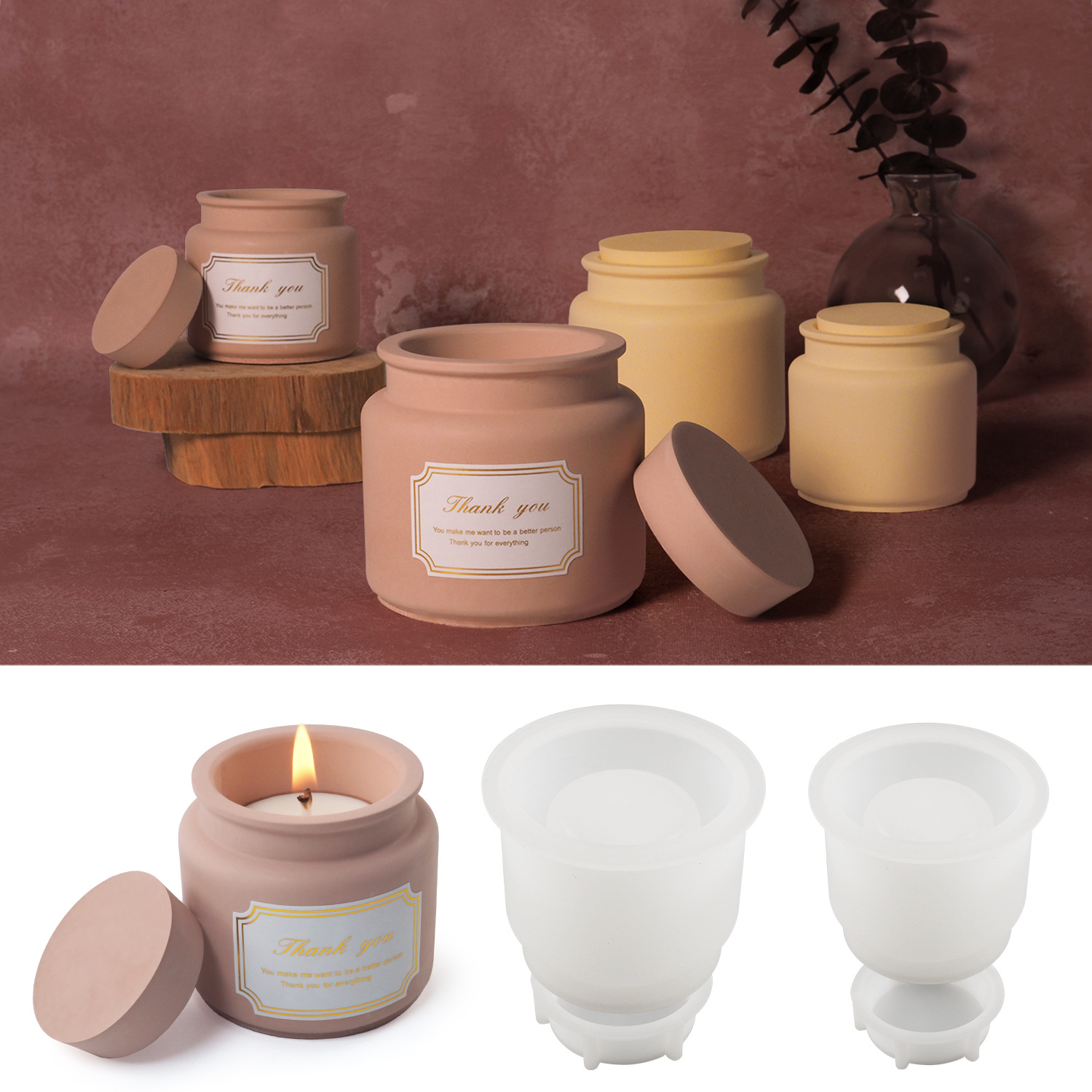diy crystal drop glue cement cup jar silicone mold creative plaster candle Cup ornaments mirror silicone mold