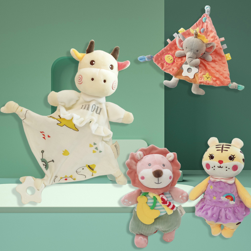 Baby early education puzzle anting towel bean label can be imported bite baby soothing sleeping doll manufacturers direct supply