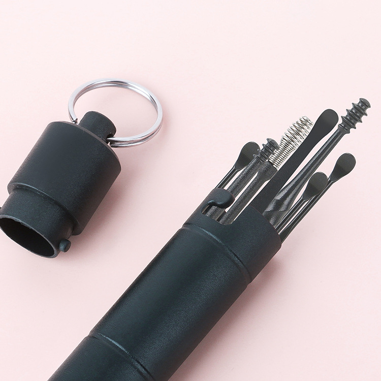 Ear Digging Spoon 7-piece Set Adult Household Cleaning Ear Digging Tool Portable Keychain Screw Ear Digging Spoon Set