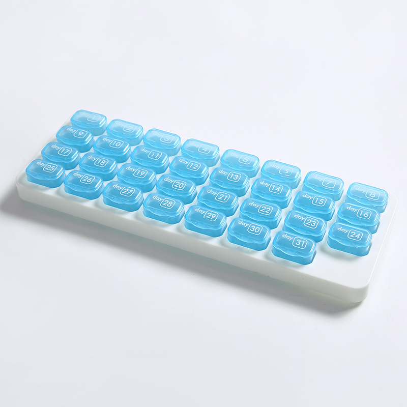 Portable 31-grid Keyboard Small Pill Box Independent Storage Medicine Box Digital Pill Transparent Home Pill Box