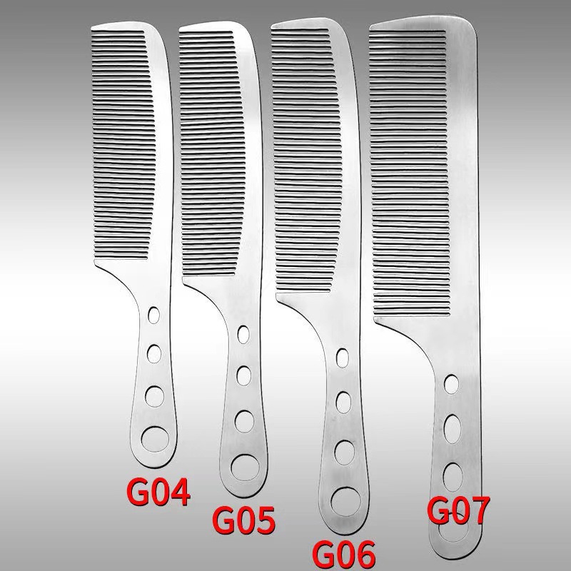 Stainless steel comb ultra-thin flat comb men's hair comb barber shop special steel comb Apple comb pointed tail comb hair cutting comb