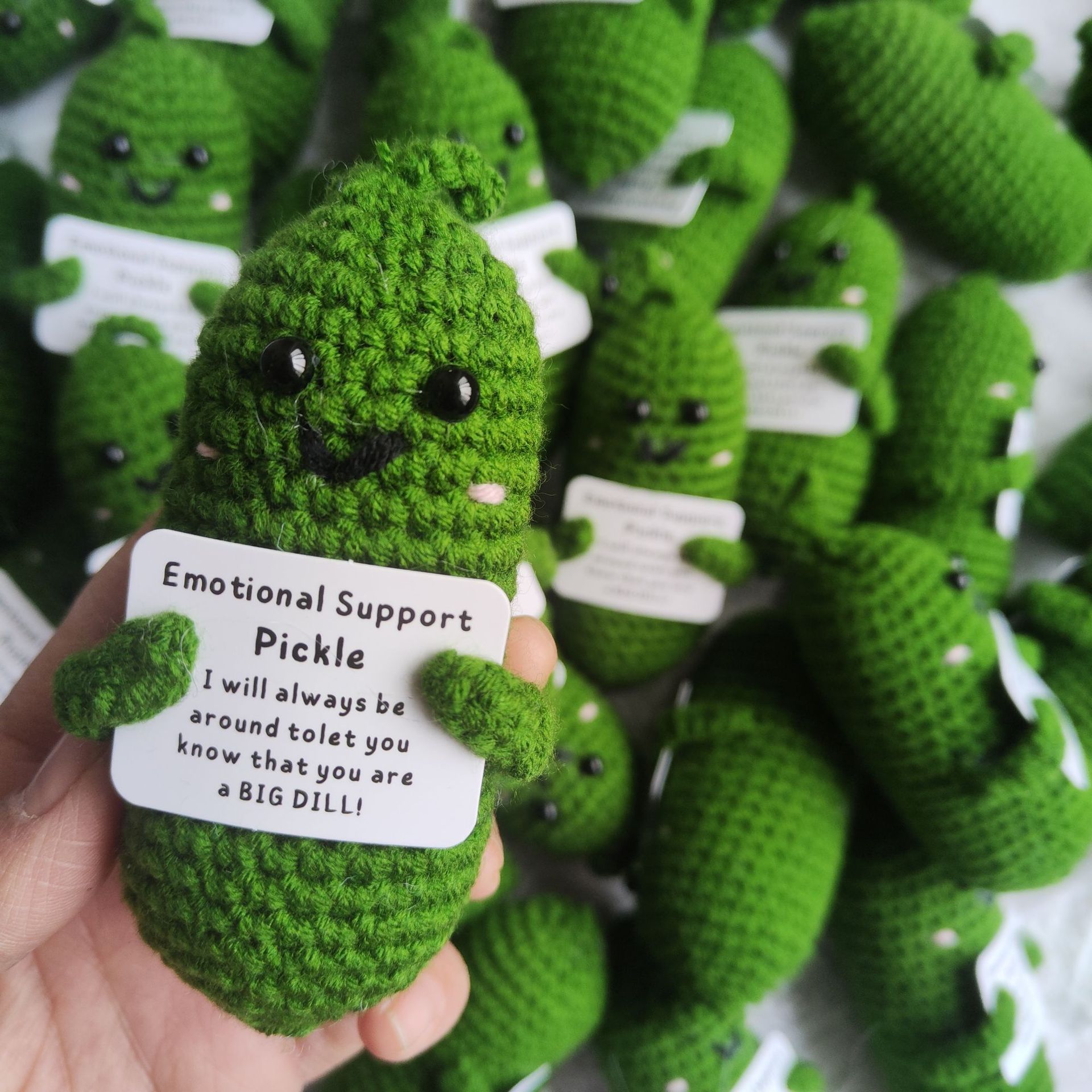 Cross-border emotional cucumber hand-made potato positive energy ornaments wool crocheted finished wholesale