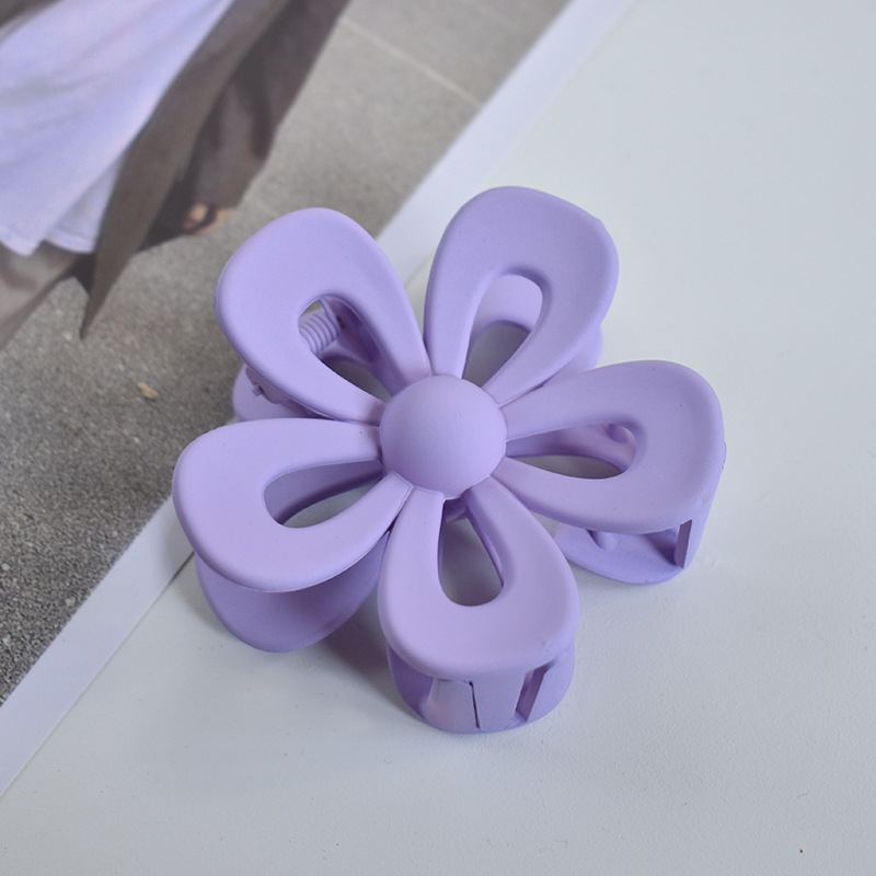 Cross-border  new plastic large flower scratch clip seamless spray paint frosted hair claw clip shark clip wholesale_voghion.com