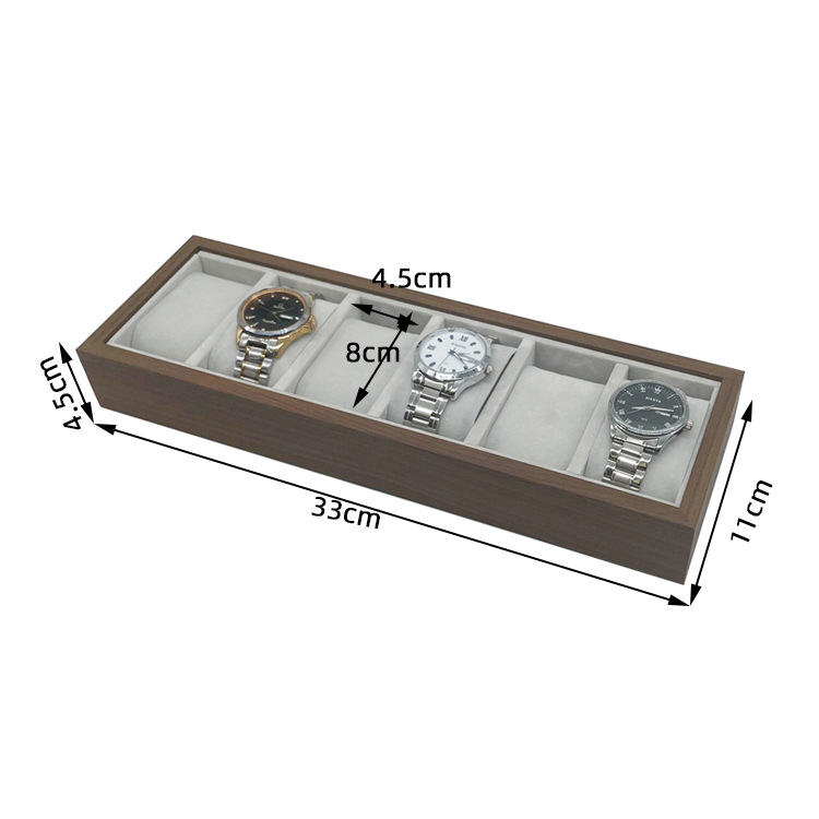 in stock black walnut wood grain 6-bit watch sales display tray wood display goods tray wholesale