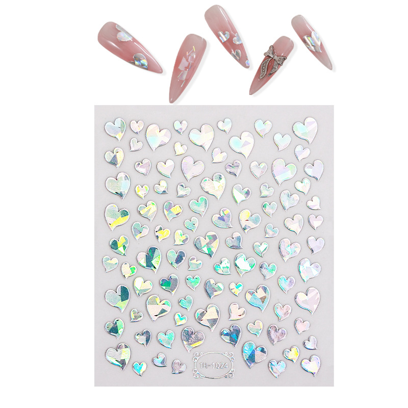 Zhengxiang Custom Love Nail Art Jewelry DIY Four Mans Star Nail Art Sticker 3d Laser Decal INS Internet Red Nail Art Sticker
