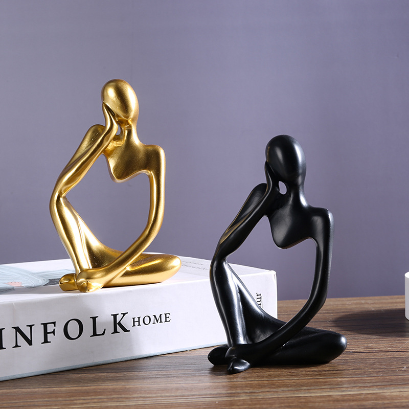 Nordic style left and right thinking character abstract resin crafts decoration office model room decoration wholesale