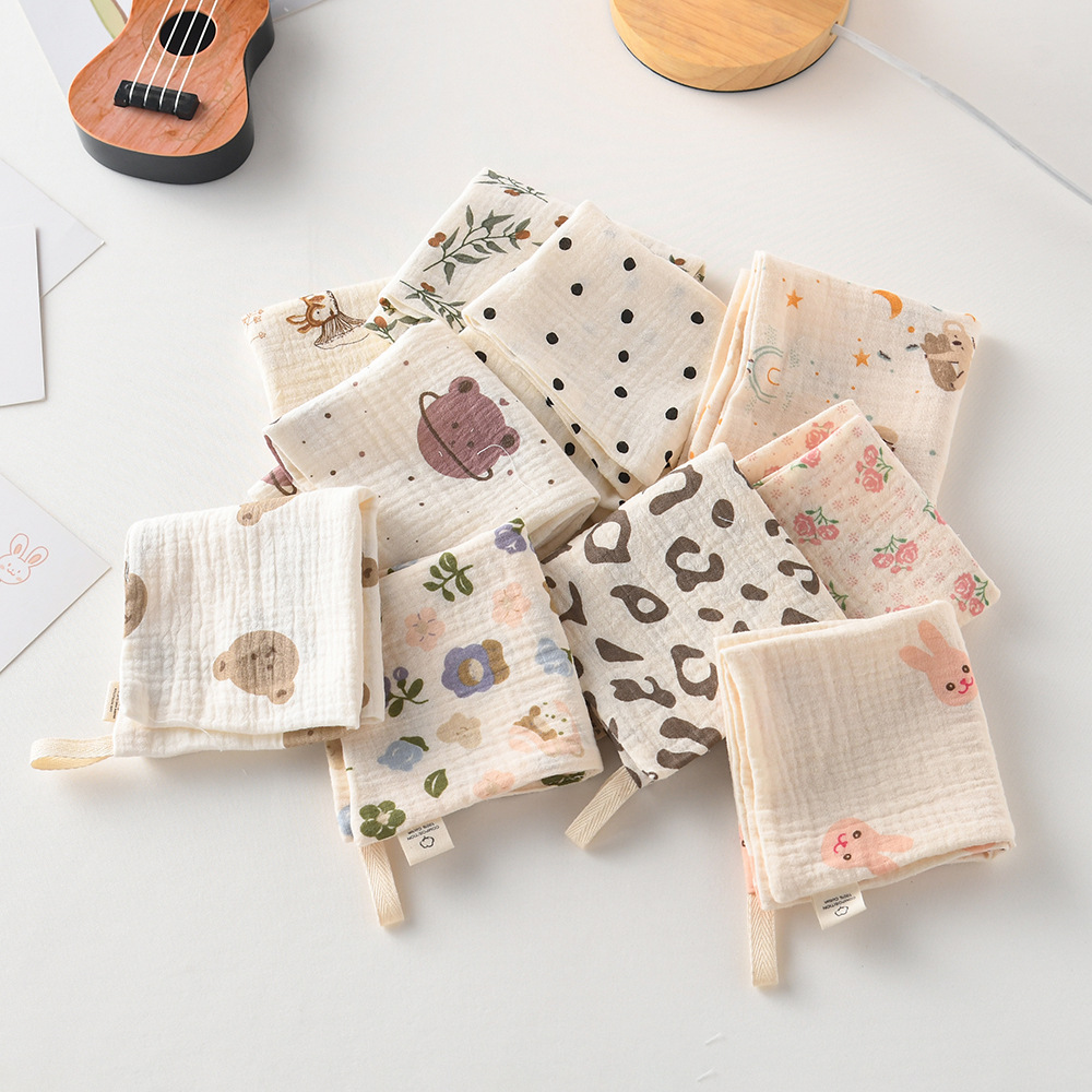 Baby saliva towel pure cotton gauze towel baby burp towel children handkerchief newborn super soft face washing small square towel