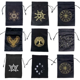 Thick Velvet 13x 18cm Tarot Oracle Card Bag Supplies Storage Bag Flannel Bag Gift Bag Black