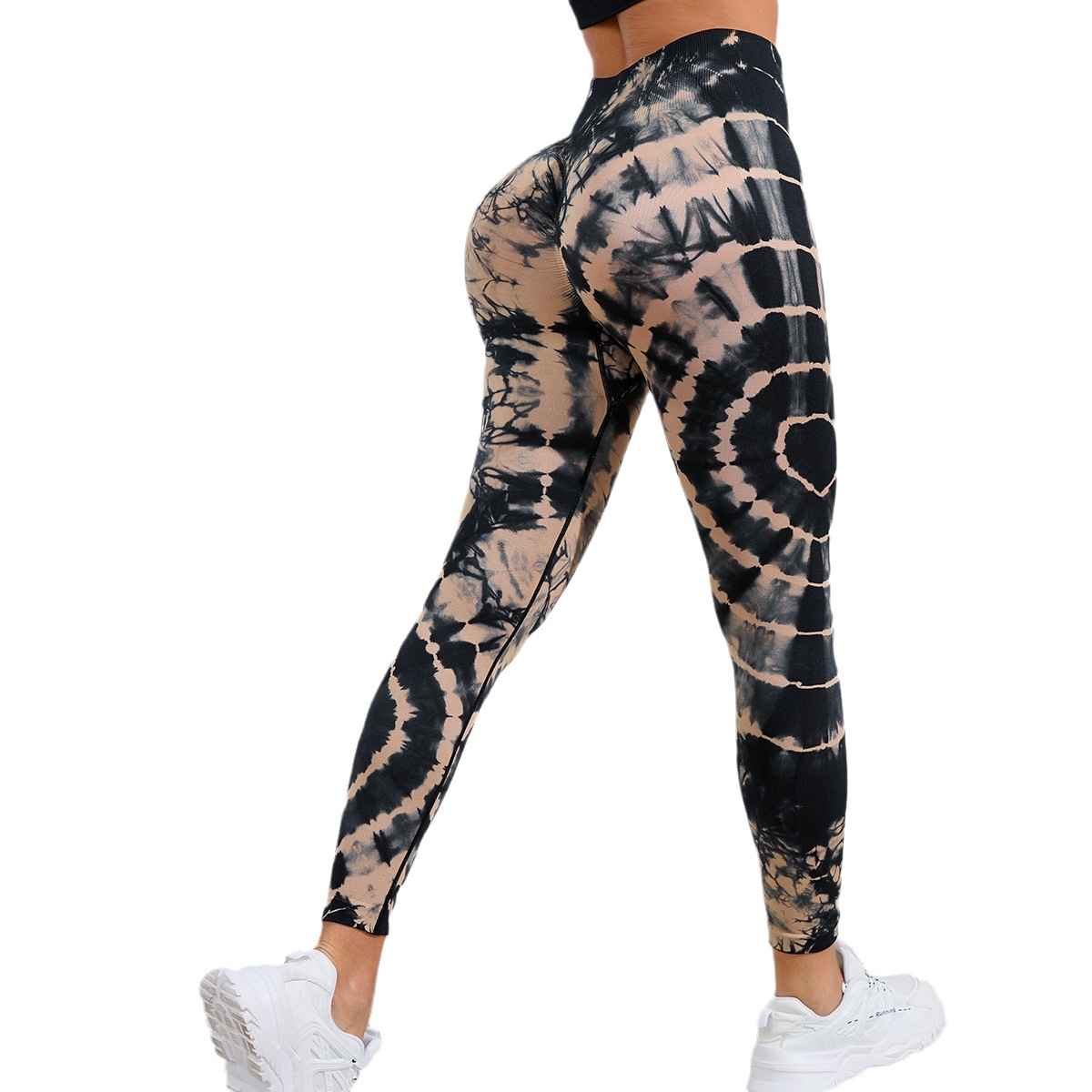 AliExpress popular tie-dye seamless yoga pants high waist hip lifting fitness pants running sports pants yoga clothes in stock