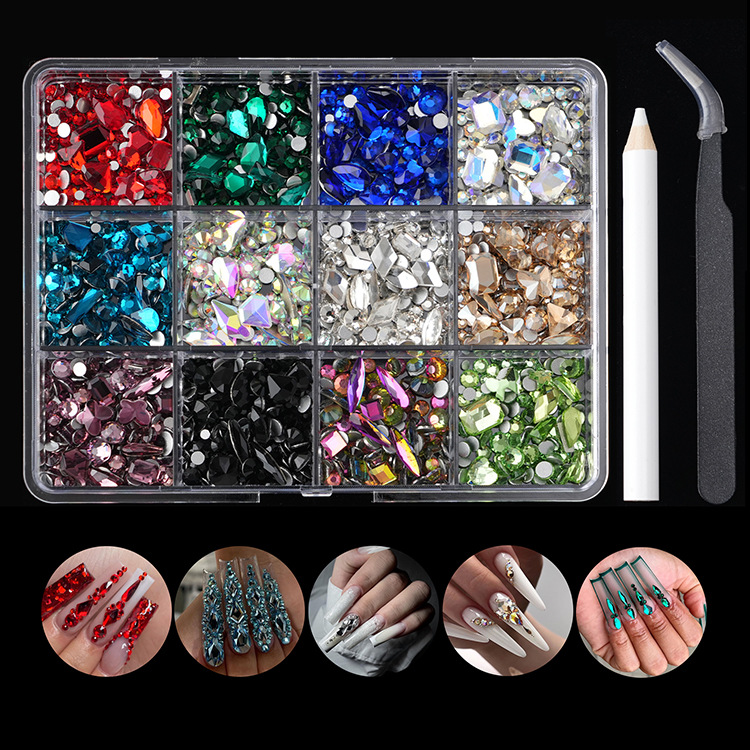 Versatile 12-Grid Nail Art Tool Set_voghion.com