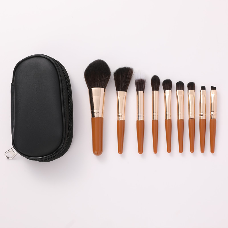 Mini small 9 cosmetic brush set novice beginner Portable Travel Brush Set full set of soft wool dot color brush