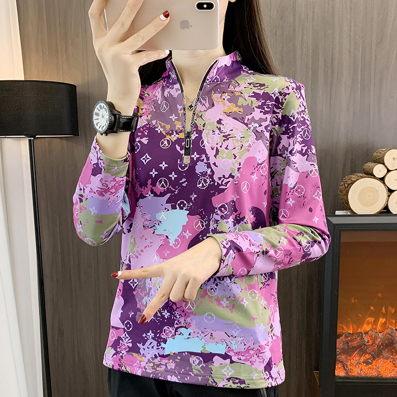 Camouflage printed quick-drying T-shirt for women Spring and Autumn versatile fashionable slim fit casual Korean style fashionable quick-drying clothes long sleeve