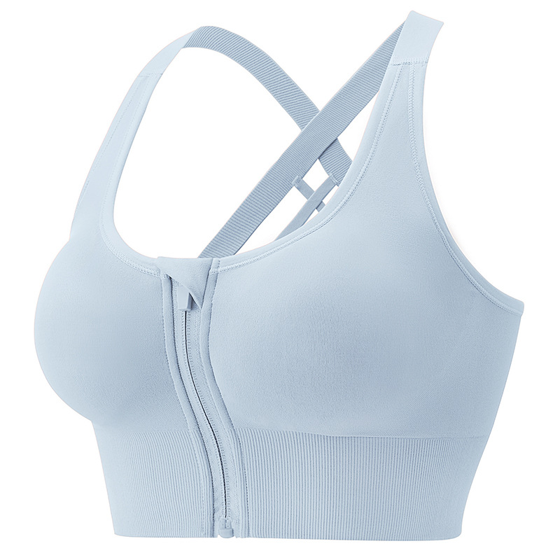 Hehu sports underwear zipper fitness medium and high strength integrated anti-sagging running shockproof training yoga bra