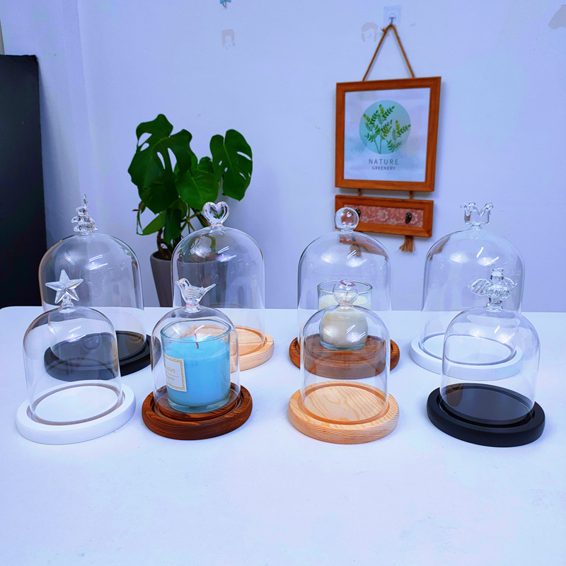 Eternal Flower Dust-proof Glass Cover Hand-made Bubble Matt Blind Box Wedding Building Blocks Aromatherapy Candle Extinguishing Candle Cover Display Box