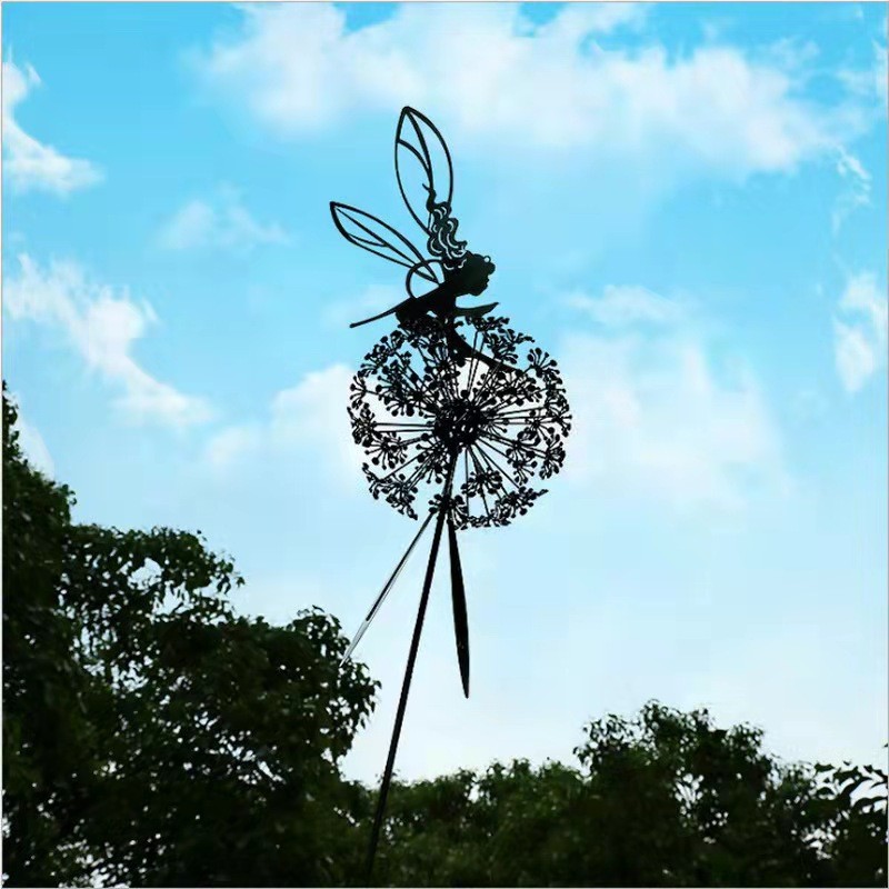 Cross-Border explosion independent station new flower fairy dandelion magic fairy steel wire statue garden decoration crafts