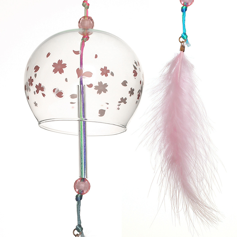 Factory Wholesale Cartoon Glass Wind Chimes Home Decorations Hanging Ornaments Japanese Style Cartoon Feather Wind Chimes