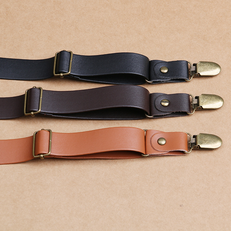 Retro British strap clip 4 clips 2.5cm wide detachable movable screw two-sided soft leather strap clip for men and women